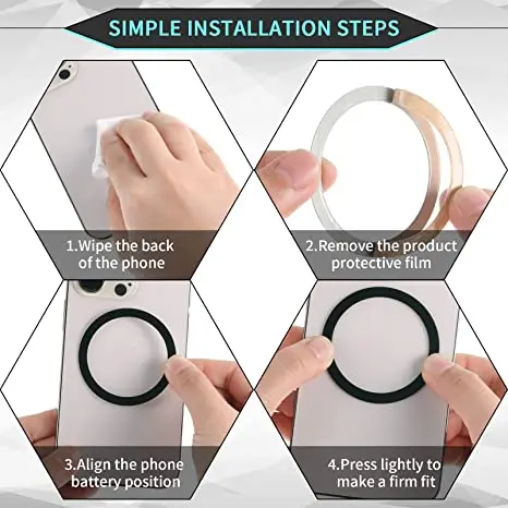 Universal Metal Rings Plate Magnetic Wireless Charger Sticker for Magsafe Wireless Charger Car Phone Holder Sheet phone holder
