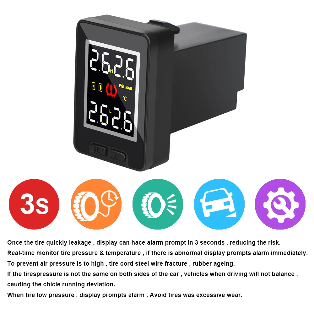 LEEPEE Car TPMS Tire Pressure Monitor System for Toyota Temperature Real-time Monitoring 4Pcs External Internal Sensor Save Fuel