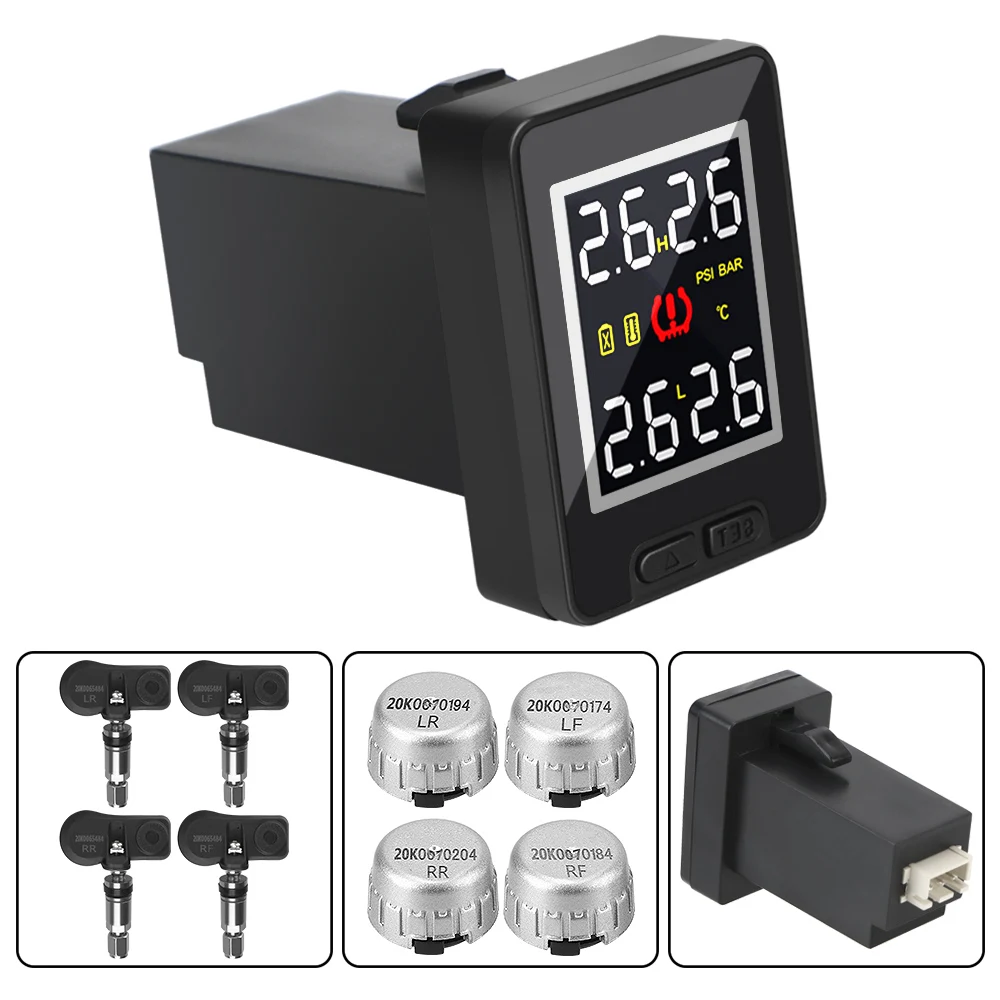 LEEPEE Car TPMS Tire Pressure Monitor System for Toyota Temperature Real-time Monitoring 4Pcs External Internal Sensor Save Fuel