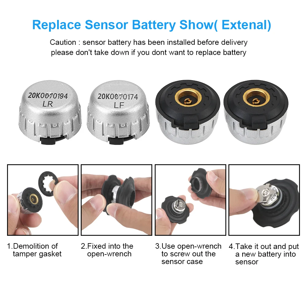 LEEPEE Car TPMS Tire Pressure Monitor System for Toyota Temperature Real-time Monitoring 4Pcs External Internal Sensor Save Fuel