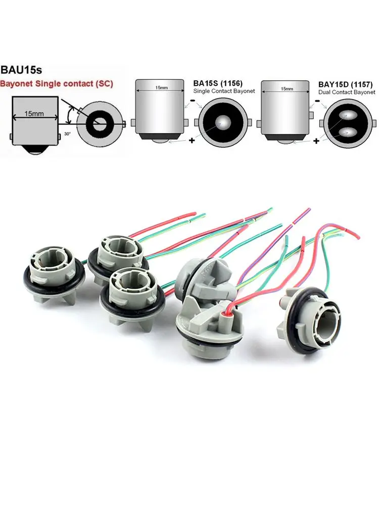 1PC 1156 BA15S BAU15S 1157 BAY15D Lamp Holder Bulbs PY21W P21W Adapter Base Socket Connector for Turn Signal Headlight Light