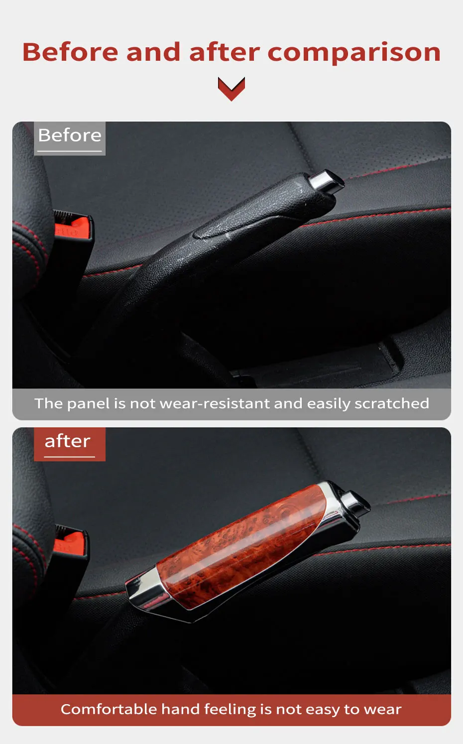 SEAMETAL Car Hand Brake Cover Handbrake Grips Protection Cover Carbon Fiber Parking Brake Decoration Shell Interior Accessories