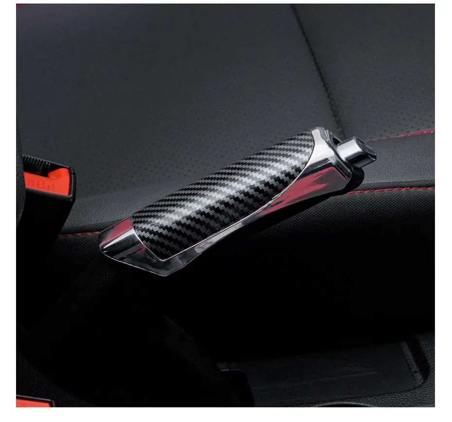 SEAMETAL Car Hand Brake Cover Handbrake Grips Protection Cover Carbon Fiber Parking Brake Decoration Shell Interior Accessories