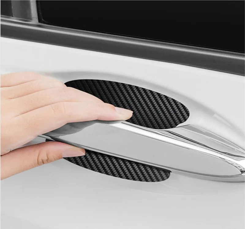 4Pcs/Set Car Styling Mouldings Sticker Car Door Sticker Carbon Fiber Scratches Resistant Cover Auto Handle Protection Film Parts