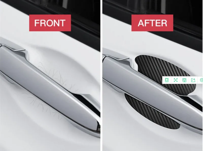 4Pcs/Set Car Styling Mouldings Sticker Car Door Sticker Carbon Fiber Scratches Resistant Cover Auto Handle Protection Film Parts