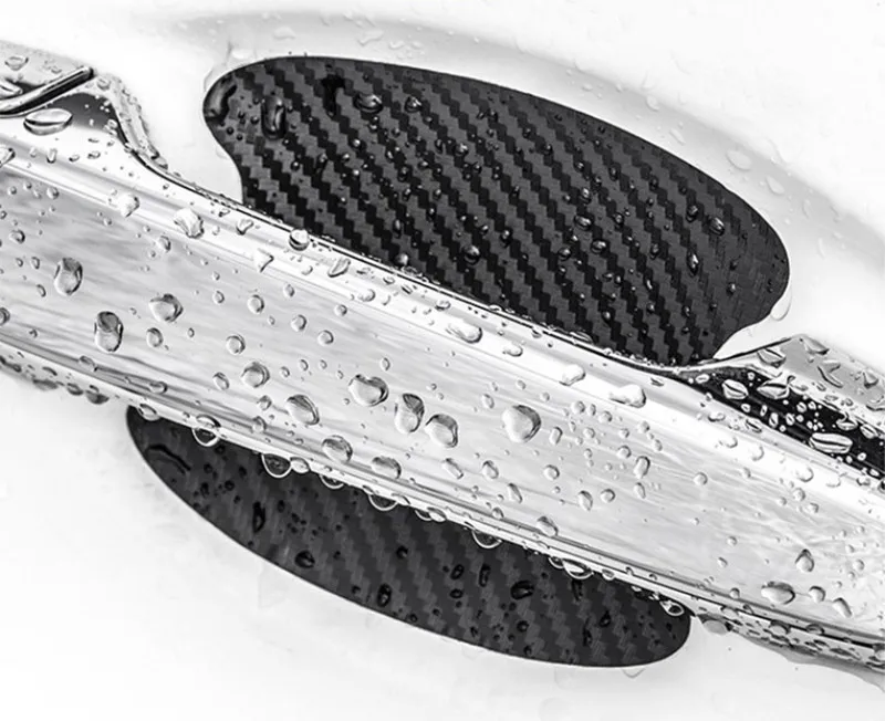 4Pcs/Set Car Styling Mouldings Sticker Car Door Sticker Carbon Fiber Scratches Resistant Cover Auto Handle Protection Film Parts