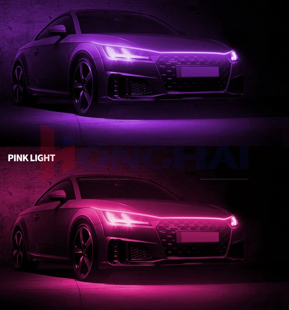 Scan Starting Led Car Hood Light Strip Decorative Lamp Flexible DRL Daytime Running Lights Auto Headlight Strips Car Assecories