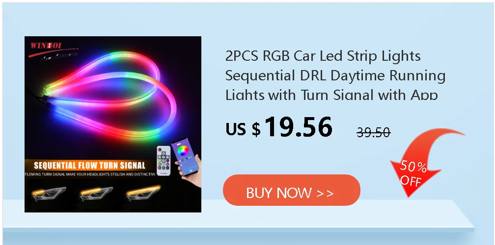 Scan Starting Led Car Hood Light Strip Decorative Lamp Flexible DRL Daytime Running Lights Auto Headlight Strips Car Assecories