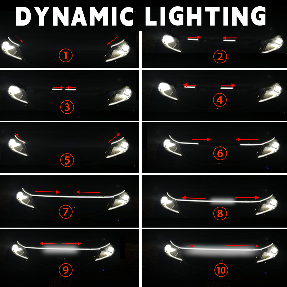 Scan Starting Led Car Hood Light Strip Decorative Lamp Flexible DRL Daytime Running Lights Auto Headlight Strips Car Assecories