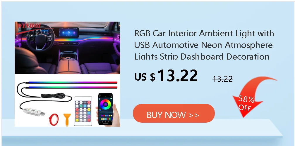 Scan Starting Led Car Hood Light Strip Decorative Lamp Flexible DRL Daytime Running Lights Auto Headlight Strips Car Assecories