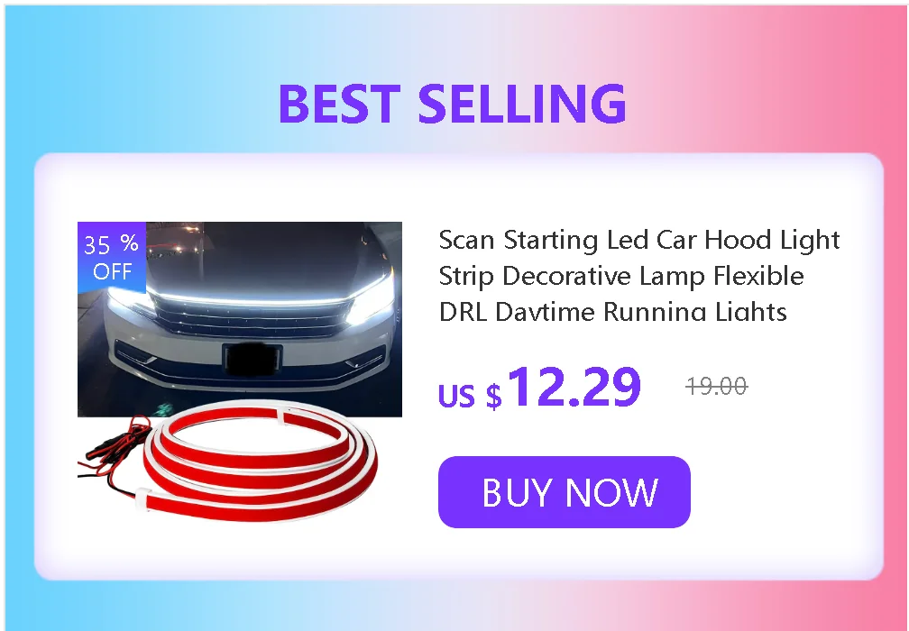Scan Starting Led Car Hood Light Strip Decorative Lamp Flexible DRL Daytime Running Lights Auto Headlight Strips Car Assecories