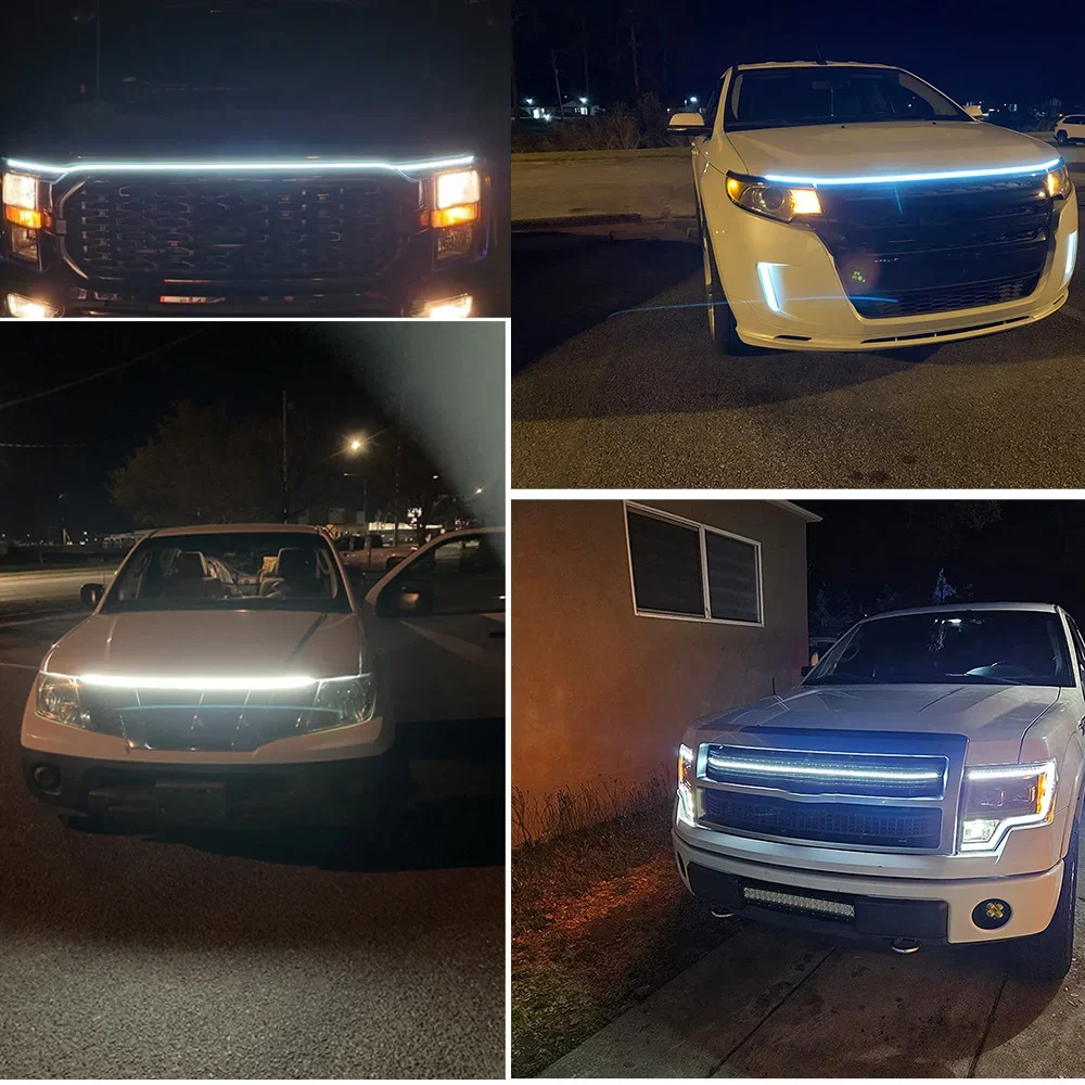 Scan Starting Led Car Hood Light Strip Decorative Lamp Flexible DRL Daytime Running Lights Auto Headlight Strips Car Assecories