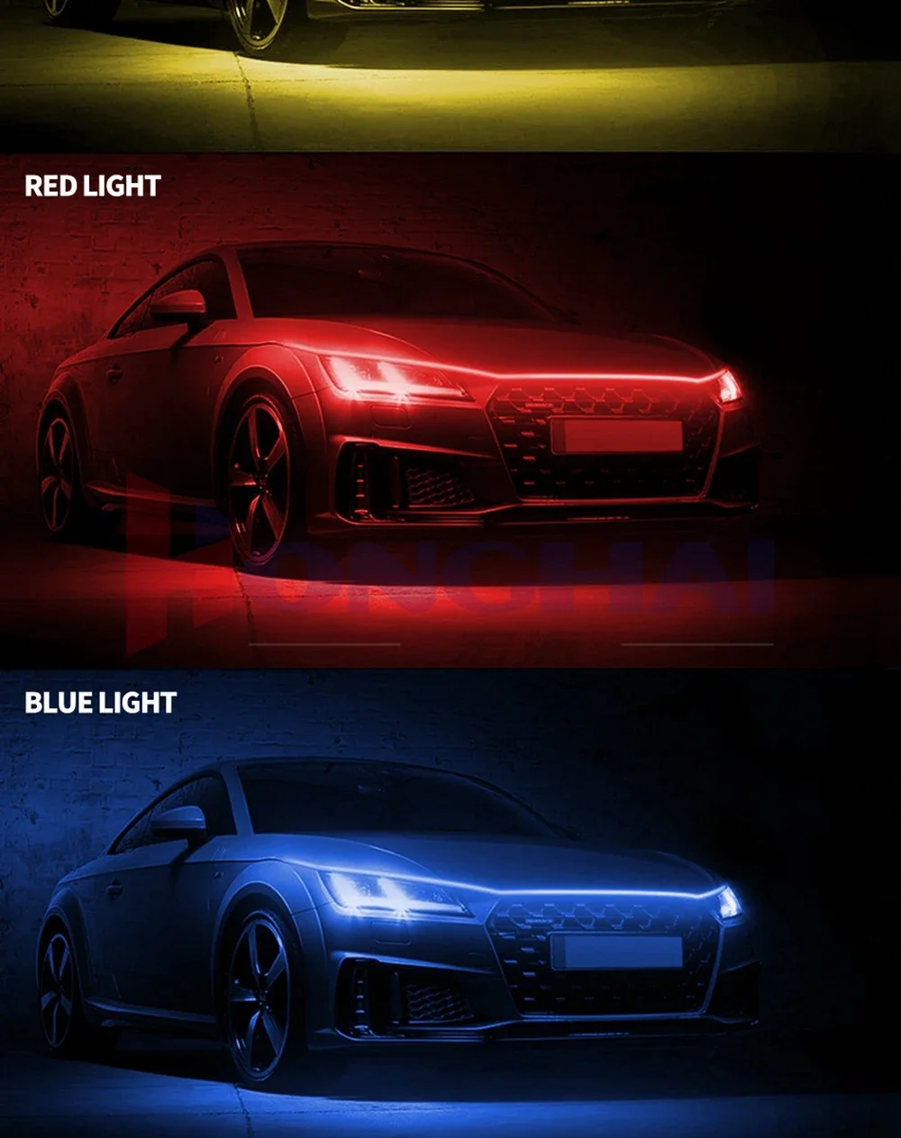 Scan Starting Led Car Hood Light Strip Decorative Lamp Flexible DRL Daytime Running Lights Auto Headlight Strips Car Assecories