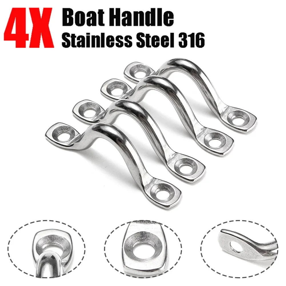 4pcs Handle 5mm Stainless Steel Wire Eye Strap Boat Marine Tie Down Fender Hook Canopy Engines Accessories 316 Stainless Steel