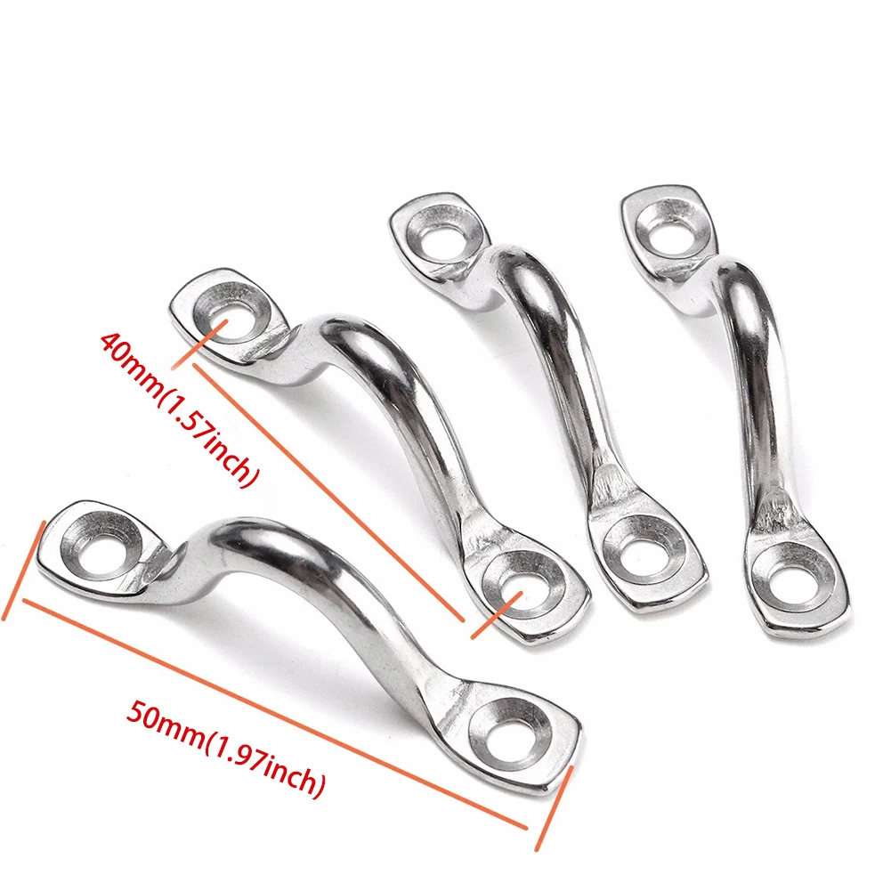 4pcs Handle 5mm Stainless Steel Wire Eye Strap Boat Marine Tie Down Fender Hook Canopy Engines Accessories 316 Stainless Steel