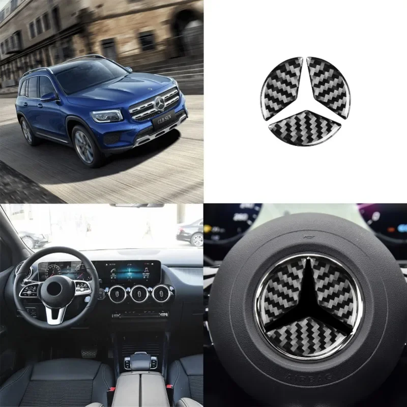 For Benz Car Steering Wheel Sticker Airbag Cover Trim Carbon Fiber Red Sticker For Mercedes-Benz CLA GLA New C E Class 16-19