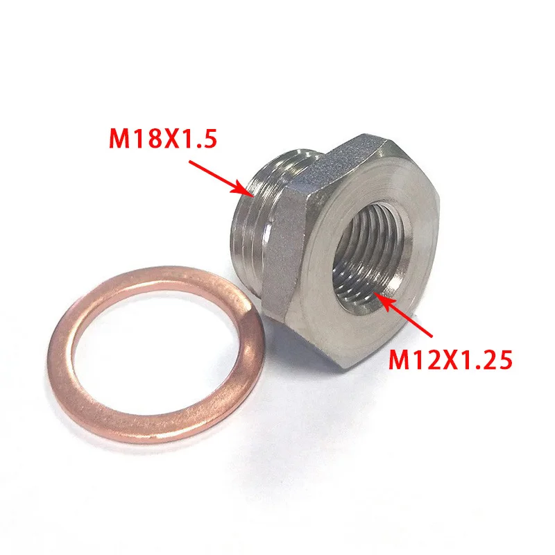Exhaust O2 Oxygen Sensor Spacer Reducer Adapter M18 X 1.5mm to M12 X 1.25mm