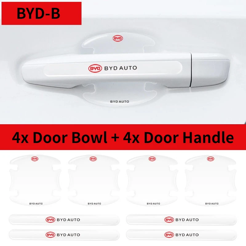 8pcs Car Door Bowl Handle Anti-collision Stickers for BYD Atto 3 EV Yuan Plus Song Plus Dmi Dolphin Seal Tang Han Qin F3 E6 Act