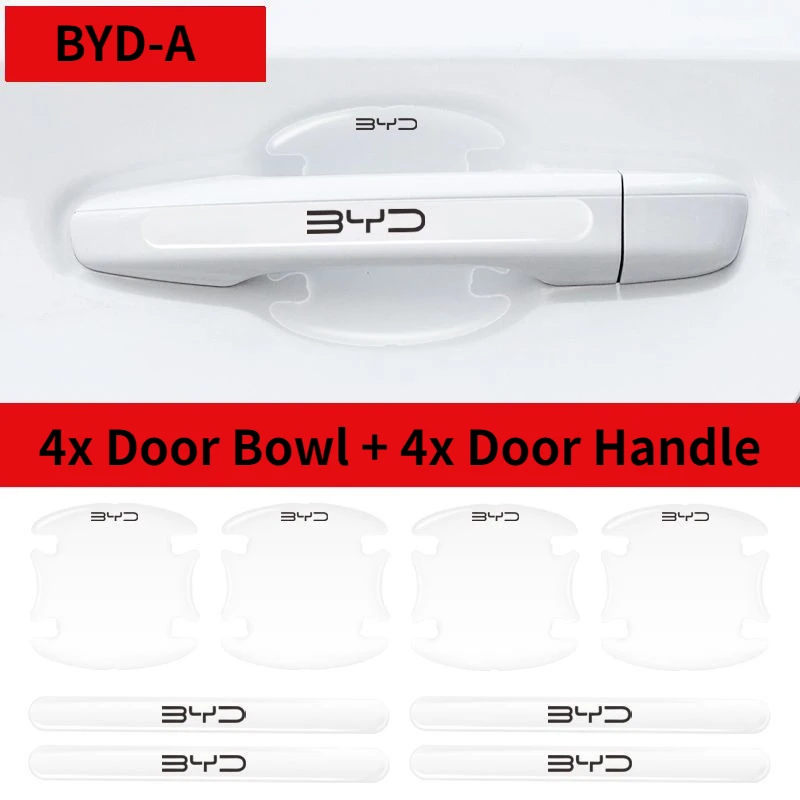 8pcs Car Door Bowl Handle Anti-collision Stickers for BYD Atto 3 EV Yuan Plus Song Plus Dmi Dolphin Seal Tang Han Qin F3 E6 Act