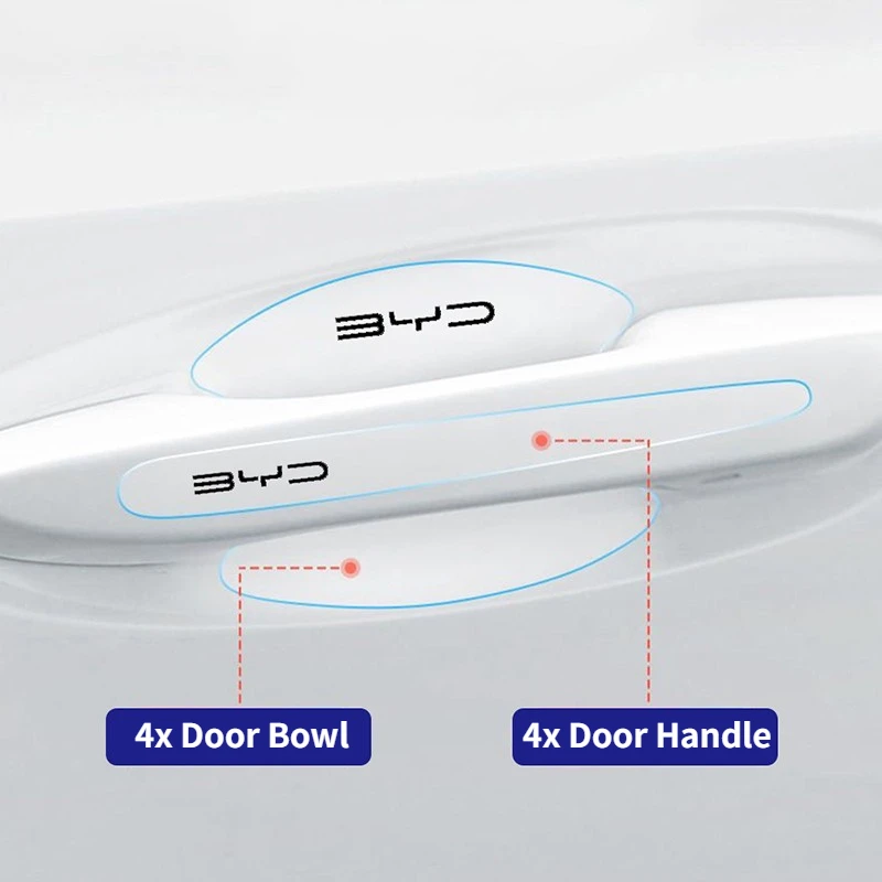8pcs Car Door Bowl Handle Anti-collision Stickers for BYD Atto 3 EV Yuan Plus Song Plus Dmi Dolphin Seal Tang Han Qin F3 E6 Act