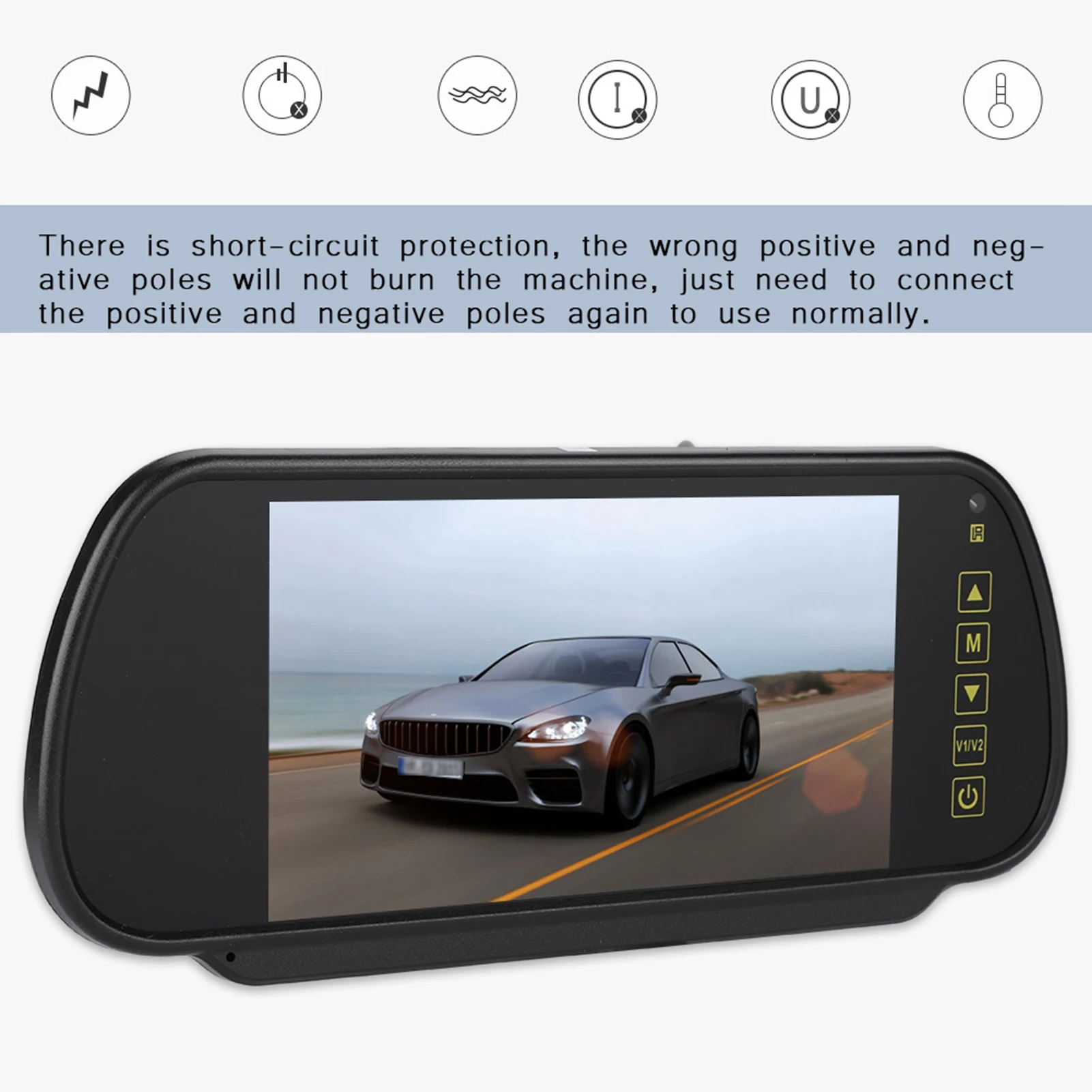 Rear View Mirror Monitor 7inches LCD Display Backup Camera Monitor for Rear View Camera