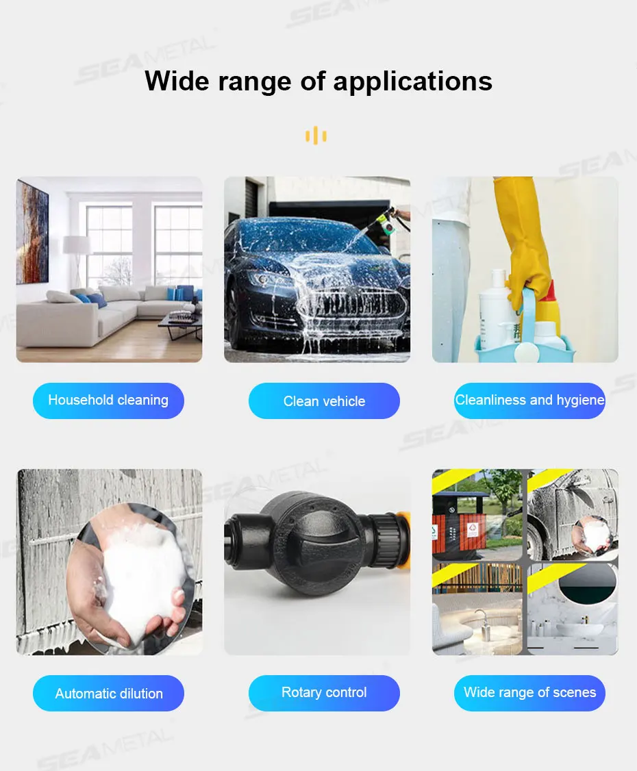 SEAMETAL Car Washer Foam Generator Washing Snow Foam Spray Bottle Lance Sprinkler High Pressure Water Gun Hose Nozzle Clean Tool