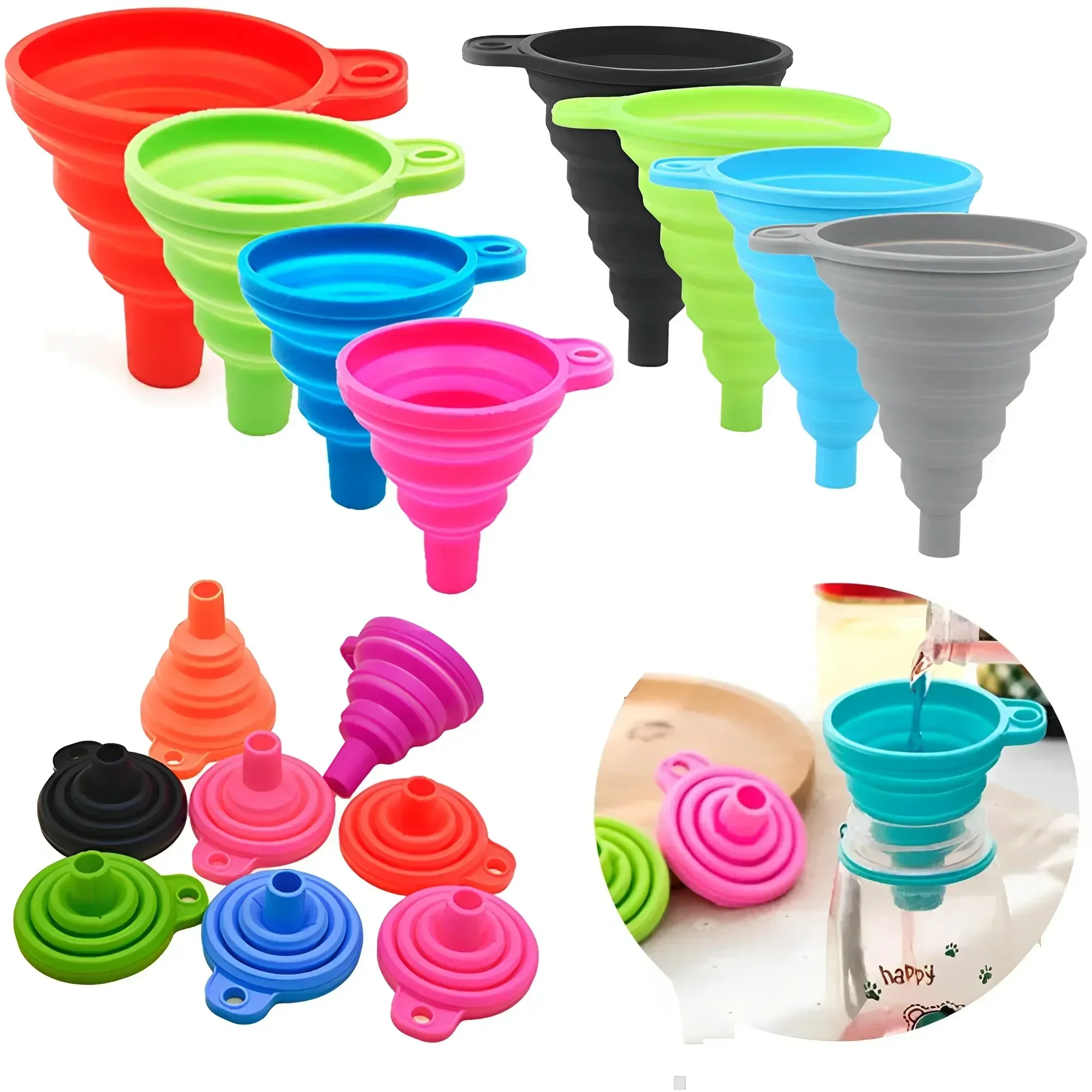 Car Engine Funnel Silicone Liquid Funnel Washer Fluid Change Foldable Portable Auto Engine Oil Petrol Change Funnel Accesorios