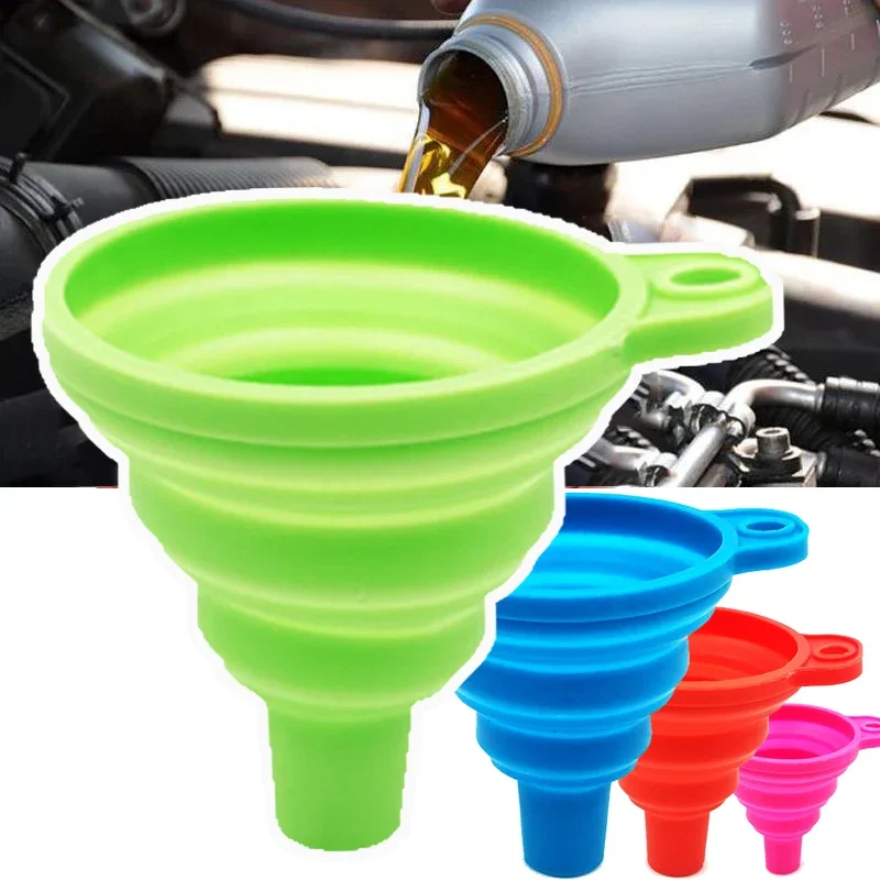 Car Engine Funnel Silicone Liquid Funnel Washer Fluid Change Foldable Portable Auto Engine Oil Petrol Change Funnel Accesorios