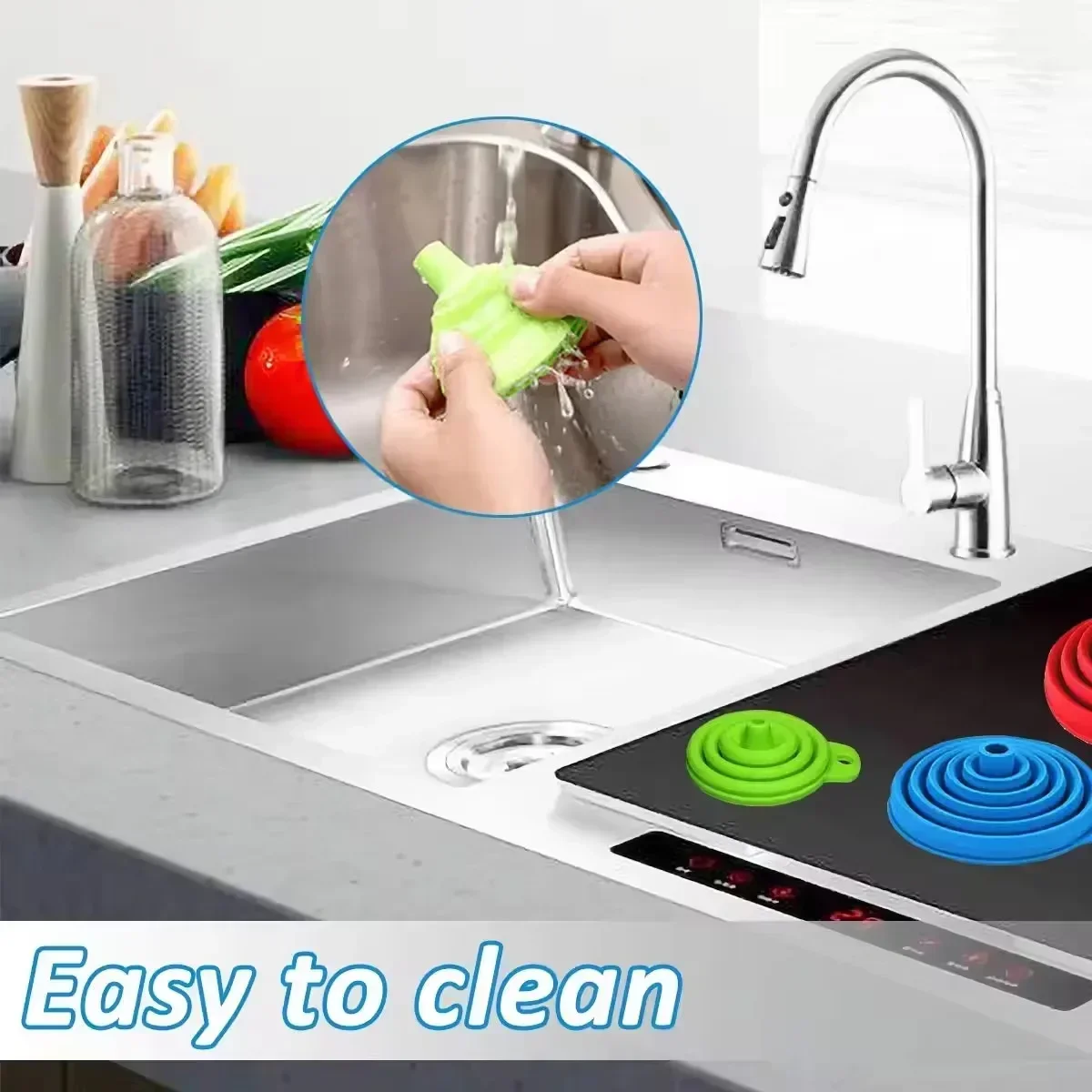 Car Engine Funnel Silicone Liquid Funnel Washer Fluid Change Foldable Portable Auto Engine Oil Petrol Change Funnel Accesorios