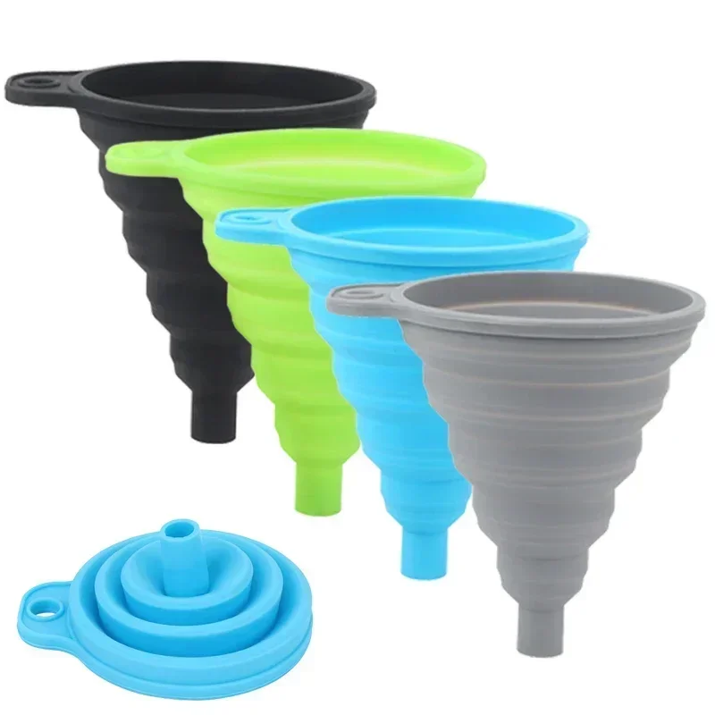 Car Engine Funnel Silicone Liquid Funnel Washer Fluid Change Foldable Portable Auto Engine Oil Petrol Change Funnel Accesorios
