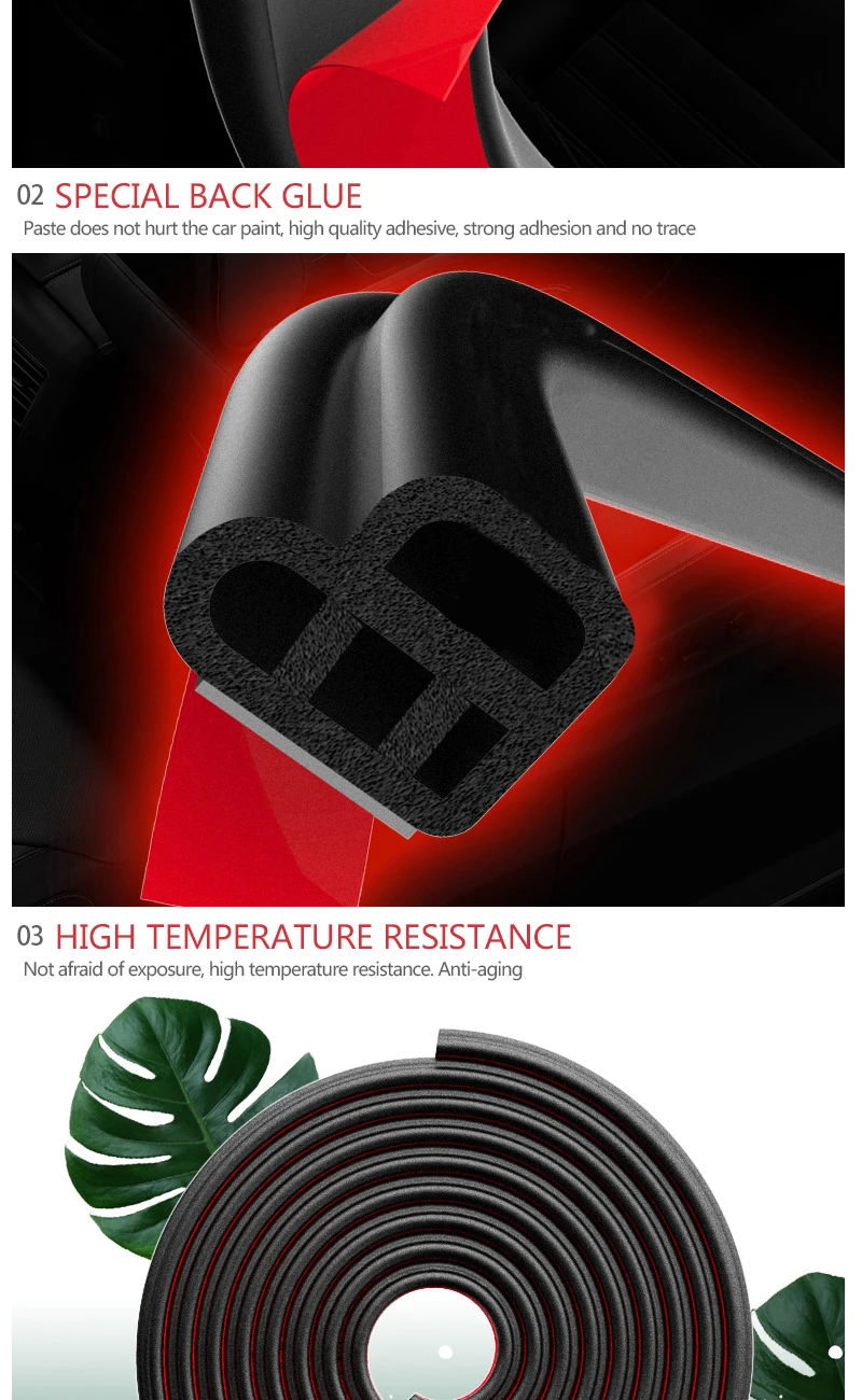 SEAMETAL Car Door Seal Strip Rubber Double Layer Sealing Protector Soundproof Waterproof Weather Strips for Car Door Hood Trunk