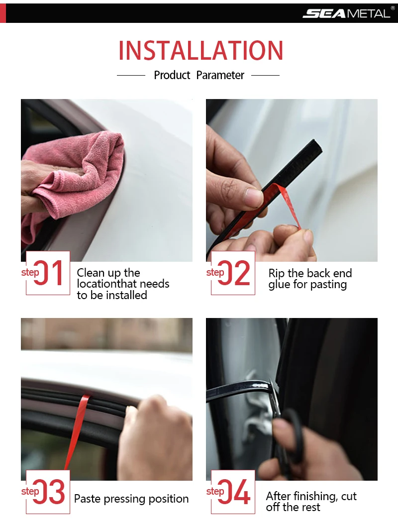 SEAMETAL Car Door Seal Strip Rubber Double Layer Sealing Protector Soundproof Waterproof Weather Strips for Car Door Hood Trunk
