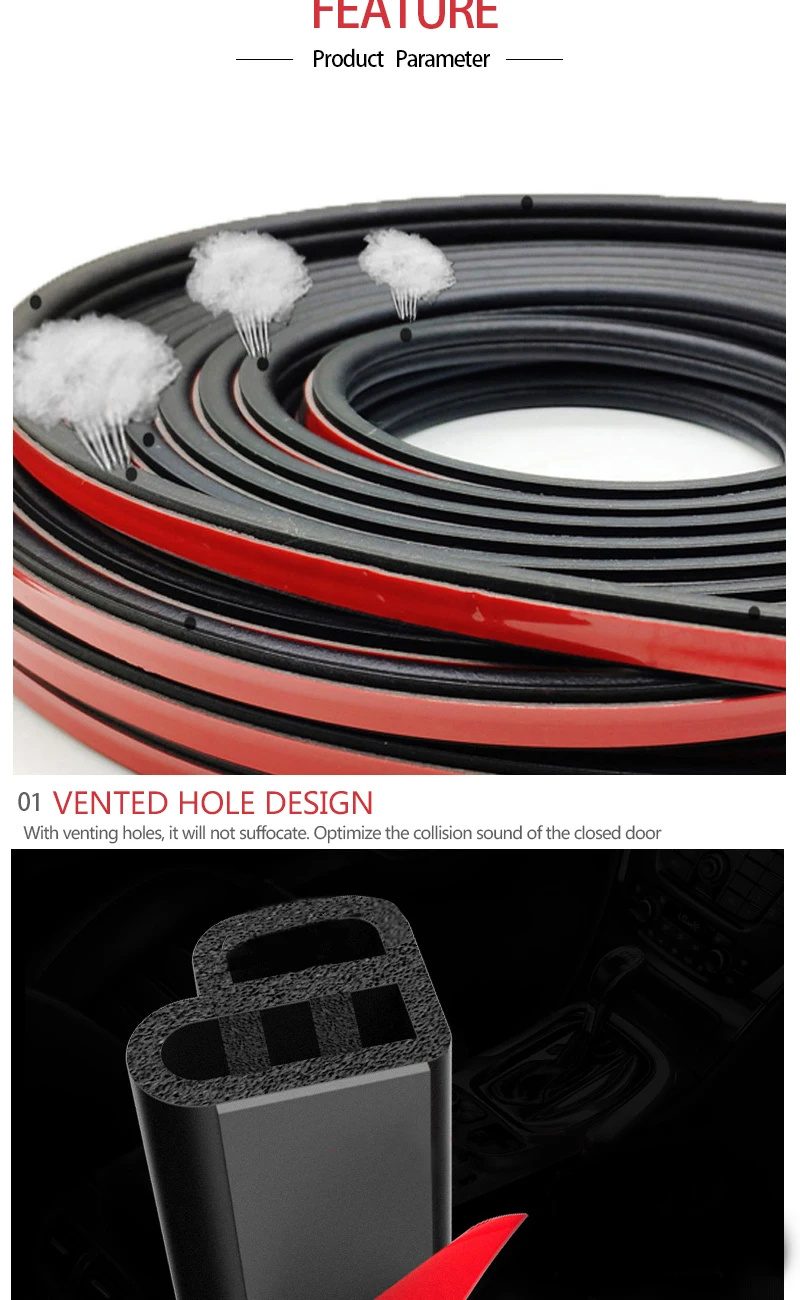 SEAMETAL Car Door Seal Strip Rubber Double Layer Sealing Protector Soundproof Waterproof Weather Strips for Car Door Hood Trunk