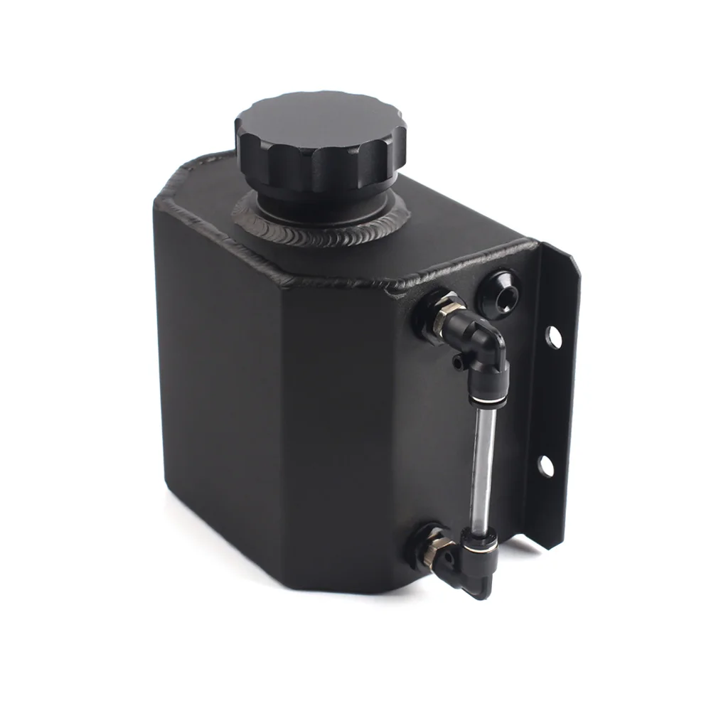 1L Aluminum Oil Catch Can Reservoir Tank With Drain Plug Breather Oil Tank Fuel Tank Universal Style