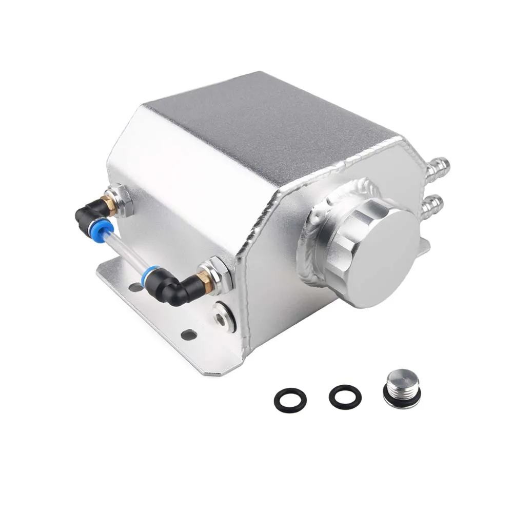 1L Aluminum Oil Catch Can Reservoir Tank With Drain Plug Breather Oil Tank Fuel Tank Universal Style