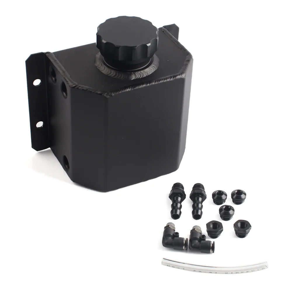 1L Aluminum Oil Catch Can Reservoir Tank With Drain Plug Breather Oil Tank Fuel Tank Universal Style