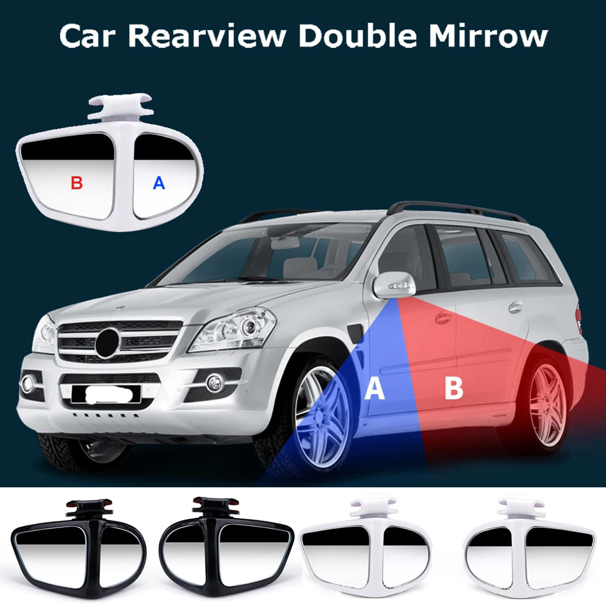 2Pcs Car Rearview Mirrors 360° Blind Spot Mirror Adjustable Rotatable Convex Wide-angle Clear Rearview Safety Mirror Accessories