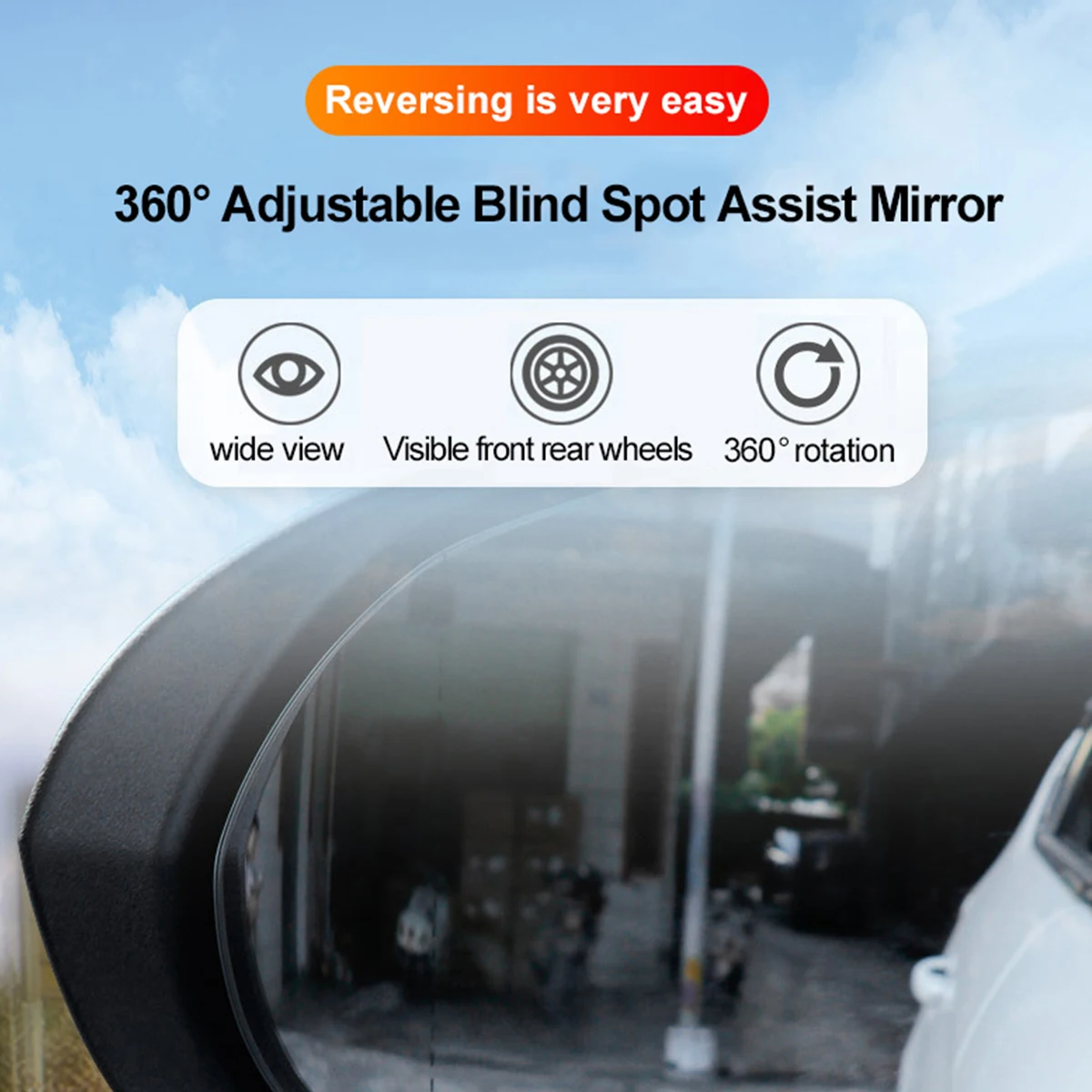 2Pcs Car Rearview Mirrors 360° Blind Spot Mirror Adjustable Rotatable Convex Wide-angle Clear Rearview Safety Mirror Accessories