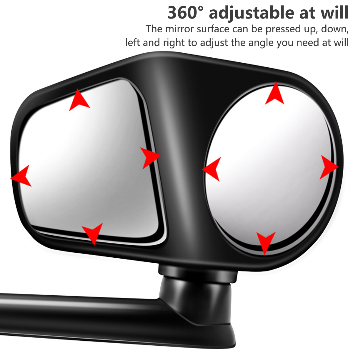 2Pcs Car Rearview Mirrors 360° Blind Spot Mirror Adjustable Rotatable Convex Wide-angle Clear Rearview Safety Mirror Accessories