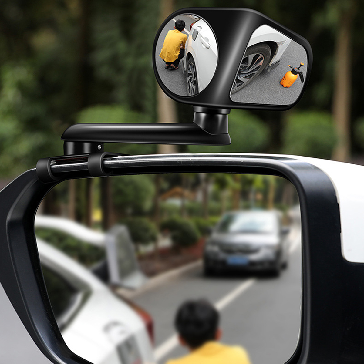 2Pcs Car Rearview Mirrors 360° Blind Spot Mirror Adjustable Rotatable Convex Wide-angle Clear Rearview Safety Mirror Accessories