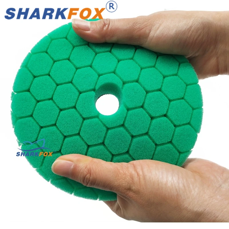 Sharkfox Polishing Pads 5/6 Inch Germany Foam Buff Sponge Pads Auto Car Buffing Pad Set for DA/RO Polisher Buffer Tools