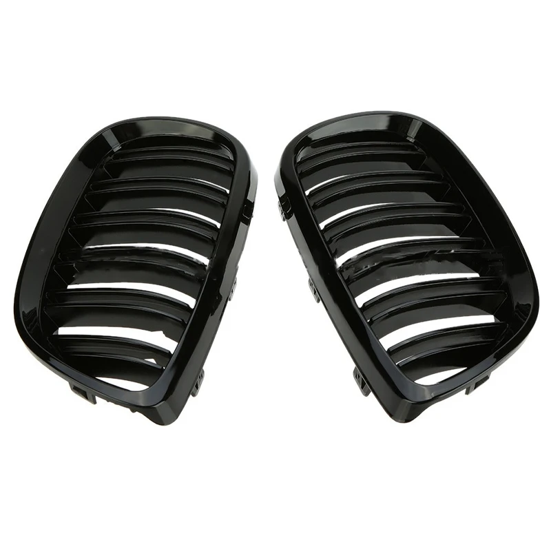 Gloss Black Racing Grill Double Line Slat Grille Car Front Bumper Grilles Kidney For BMW 3 Series E92 E93 M3 2006-2009 2 Door