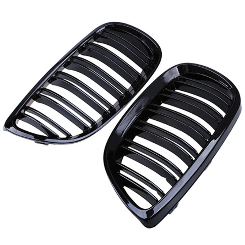Gloss Black Racing Grill Double Line Slat Grille Car Front Bumper Grilles Kidney For BMW 3 Series E92 E93 M3 2006-2009 2 Door