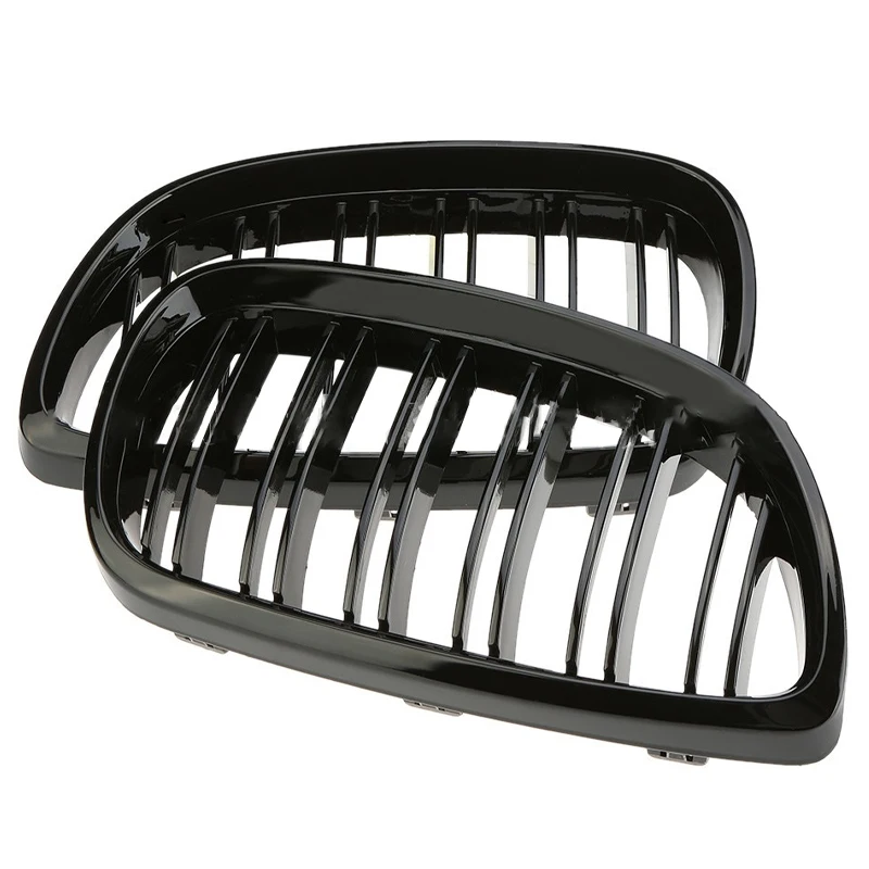 Gloss Black Racing Grill Double Line Slat Grille Car Front Bumper Grilles Kidney For BMW 3 Series E92 E93 M3 2006-2009 2 Door