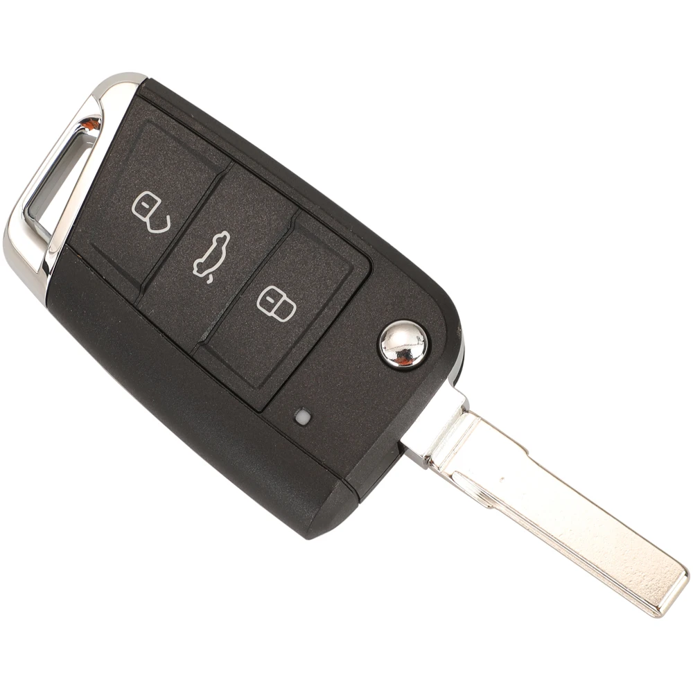 Jingyuqin Remote Car Key Case Shell For Volkswagen VW Golf 7 Beetle Jetta Bora Passat Polo Tiguan 3 Button Chrome HU66 HU162T