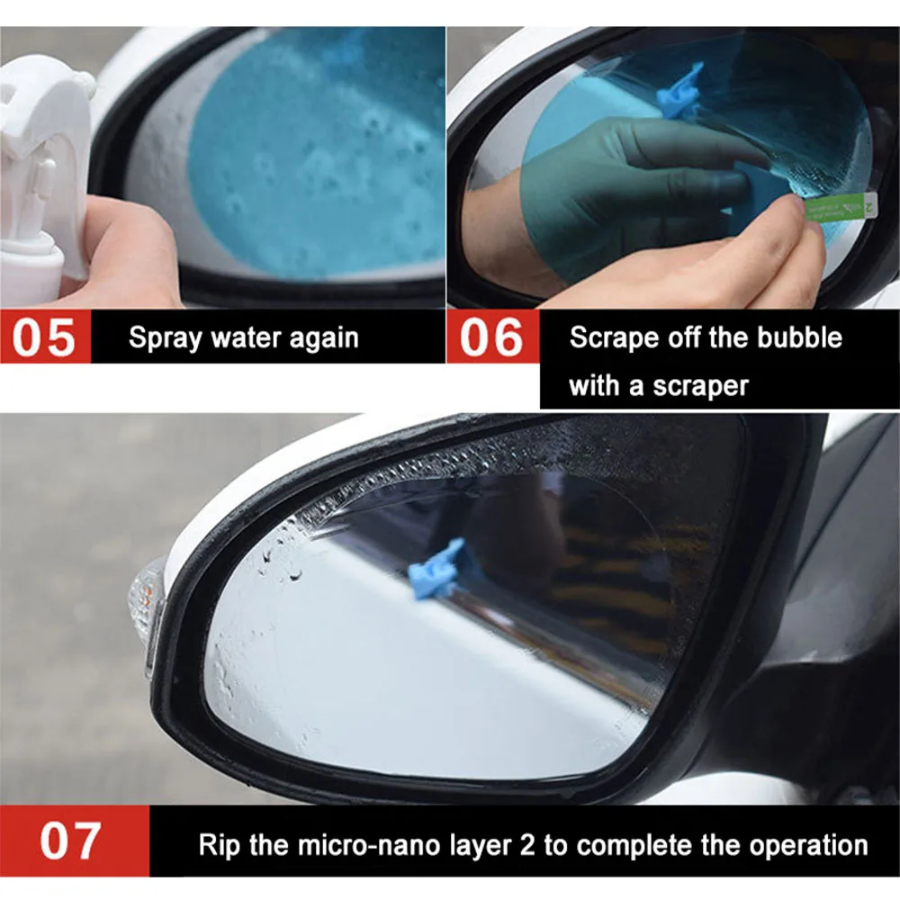 Car Rearview Mirror Rain Eyebrow Carbon Fiber Sun Visor Shade Protector Clear Vision Rain Auto Mirror Organizer Accessories