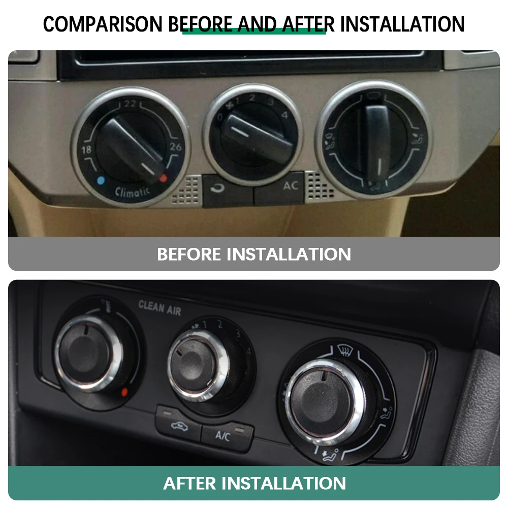 For VW POLO 2002-2013 2014 MK4 MK5 9N 9N3 6R 3Pcs/set Aluminum Alloy AC Knob Heat Control Switch Button Knob