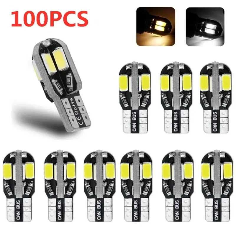 2/100PCS W5W T10 LED Bulbs Canbus 5730 8SMD 4014 26smd 12V 6000K 194 168 LED Car Map Dome Lights Parking Light Auto Signal Lamp