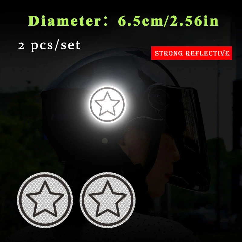 2pcs/set Car Bumper Reflective Safety Strip Stickers Car Circular Star Reflective Sticker Reflective Warning Safety Tape