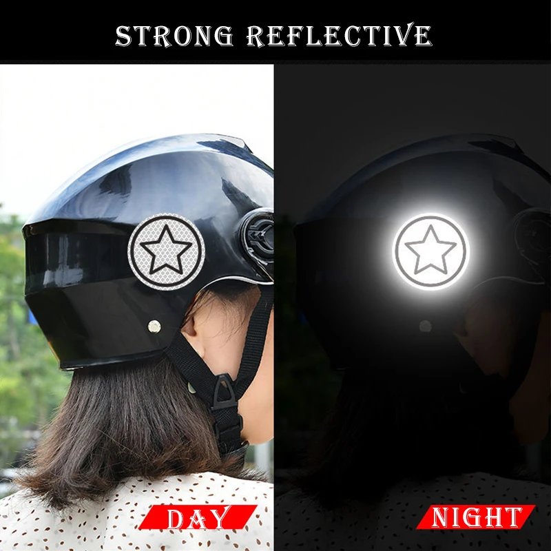2pcs/set Car Bumper Reflective Safety Strip Stickers Car Circular Star Reflective Sticker Reflective Warning Safety Tape